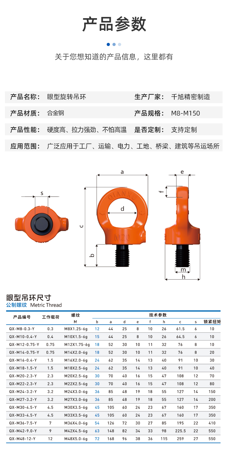 眼型吊环产品详情规格